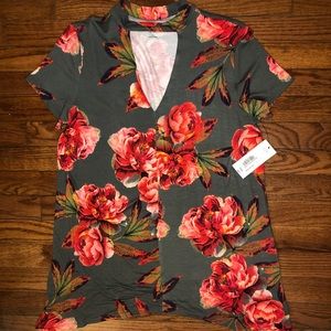 A.n.a L floral green shirt BNWT